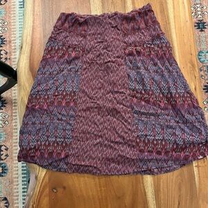 Prana Red and Purple Patterned A-Line Skirt